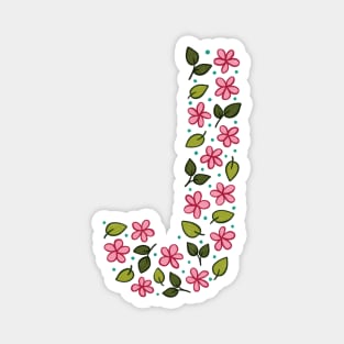 Floral Monogram Letter J Magnet