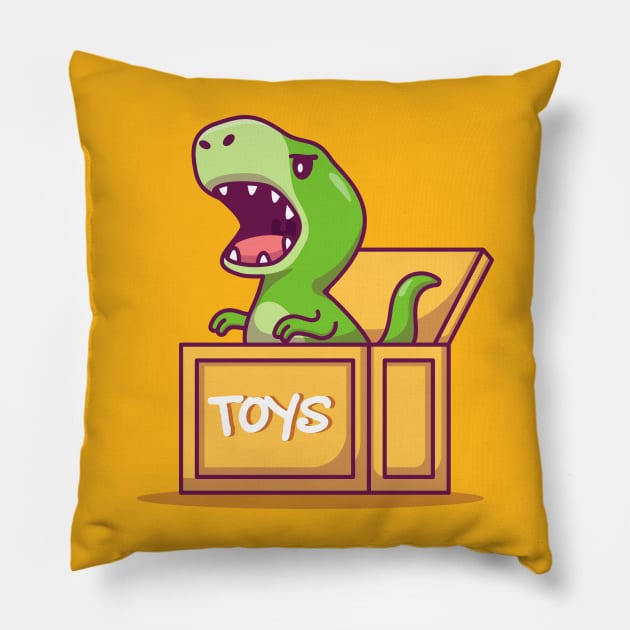 Cute Dinosaur In Box Pillow by Catalyst Labs