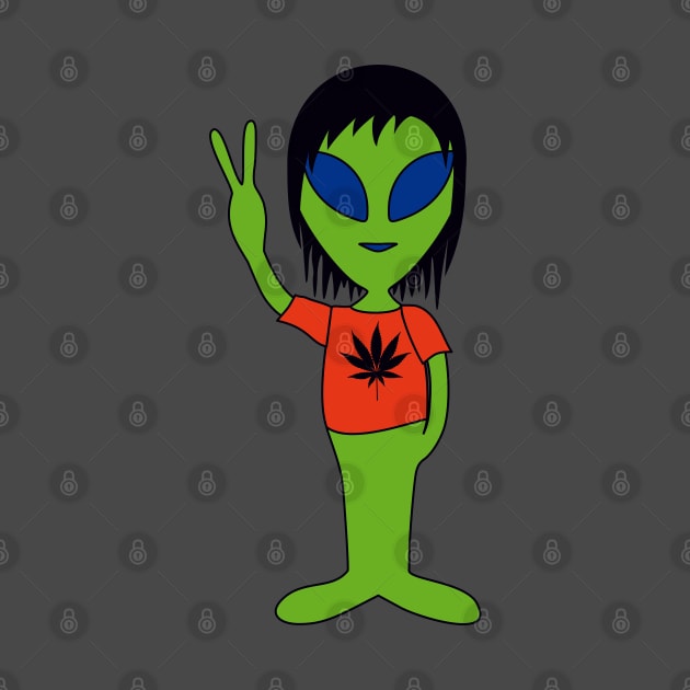 Peace Alien - Marijuana Friend T-Shirt by EDDArt