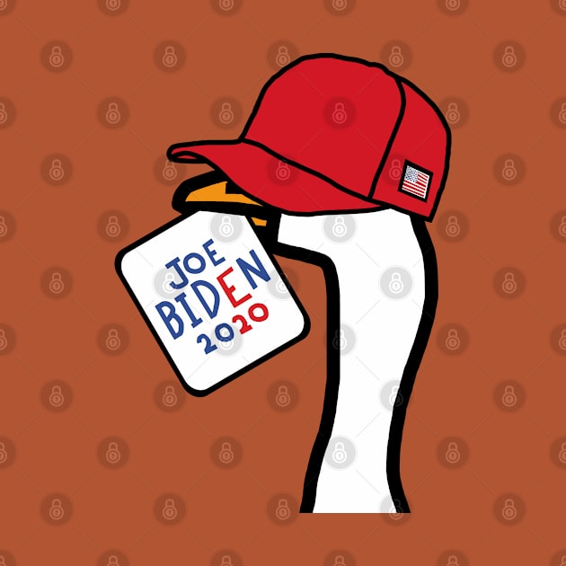 Goose Portrait in Red Hat and Joe Biden Sign by ellenhenryart