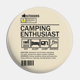 Camping Enthusiast Pin