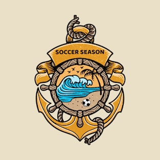 Summer Beach Soccer Season Anchor Vintage Logo T-Shirt