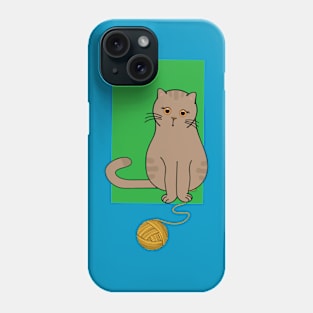 Cute brown Kitty with ball of string Phone Case