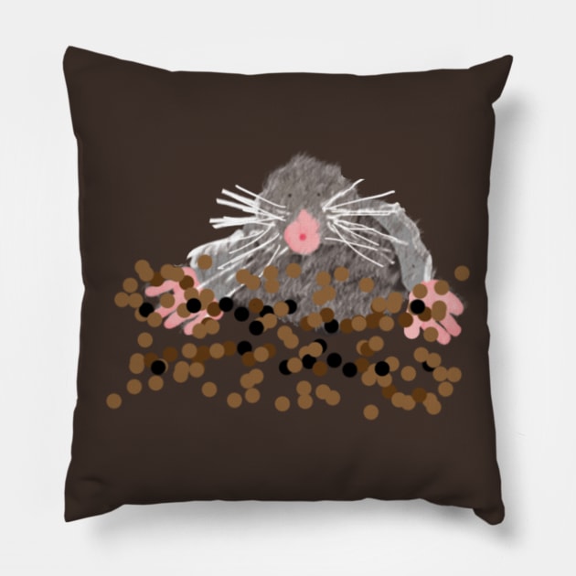 Mole Popping Up from the Ground Pillow by ahadden