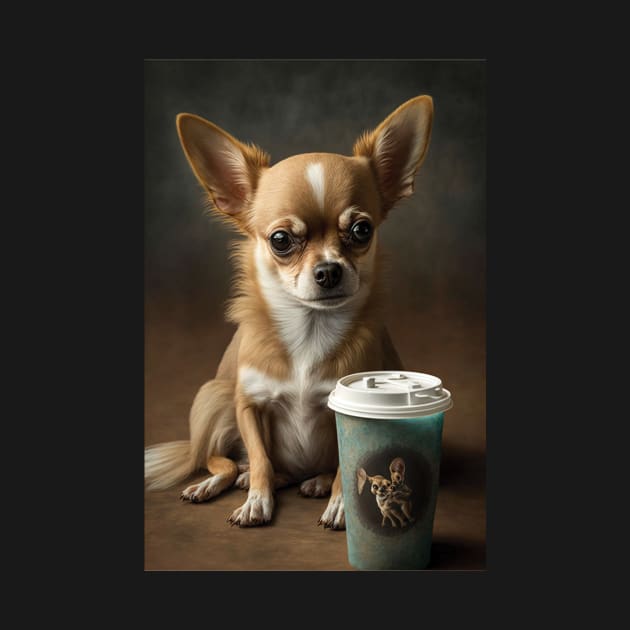 Tired Chihuahua with Coffee Print by PixelProphets