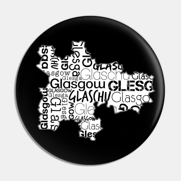 Glasgow City Map With Text Pin by MacPean