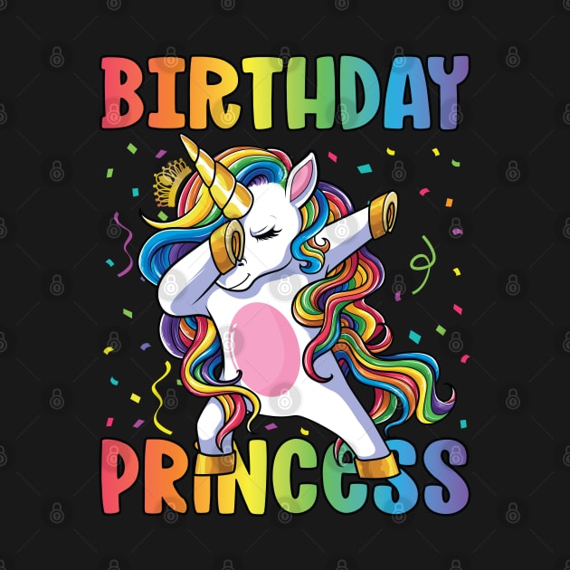 Birthday Princess Shirt Dabbing Unicorn Girl by Pennelli Studio