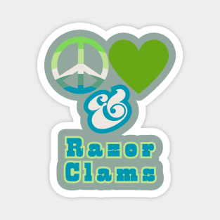 Peace, Love & Razor Clams - Pacific Northwest Style Groovy Retro Mossy Colors Magnet