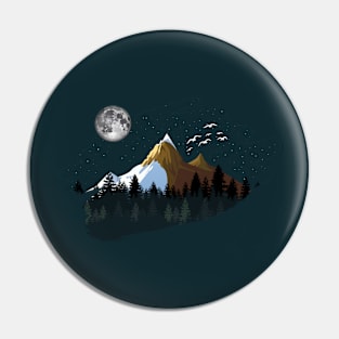 Nature Moon Mountains Pin