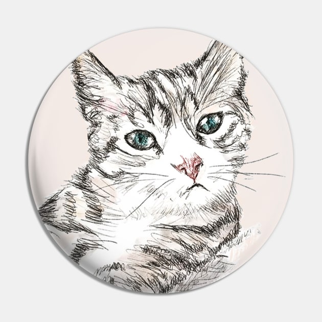 Cute Quizzical Kitten Contemplating Cat Carnage Pin by The Blue Box