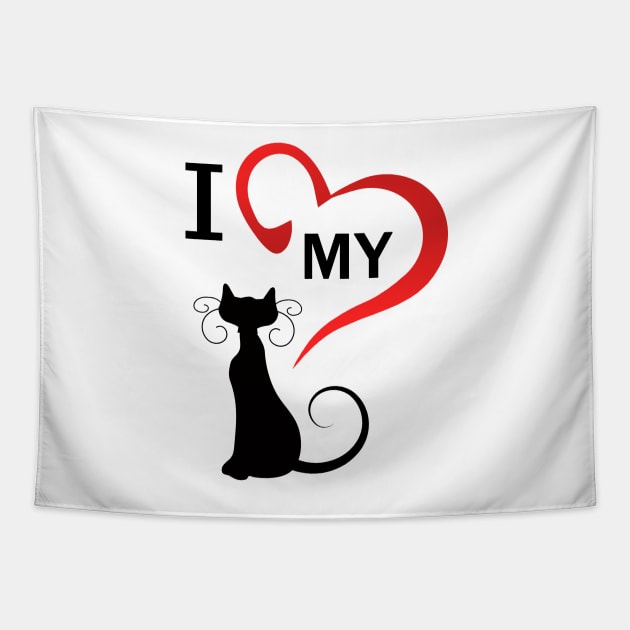 I love my cat Tapestry by hottehue