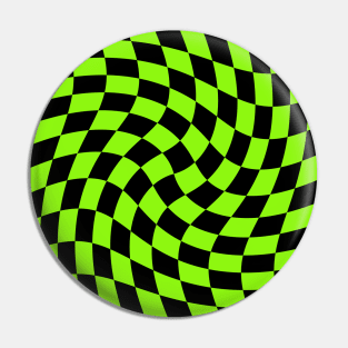 Twisted Checkerboard - Black and Green Pin