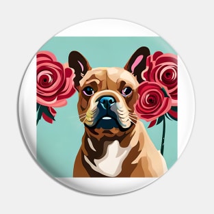 Frenchie French Bull Dog Roses Pin