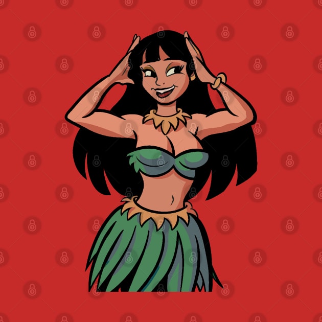 Hawaiian Hula Dancer Cartoon by Alexander Luminova