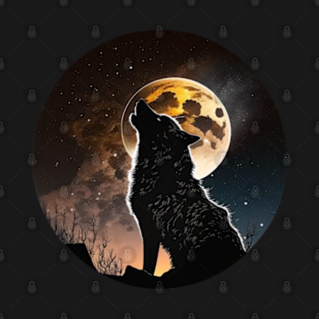 wolf looking to the moon by teehood