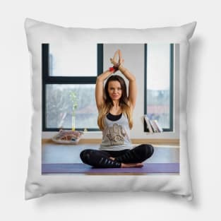 Woman in various yoga postures Pillow