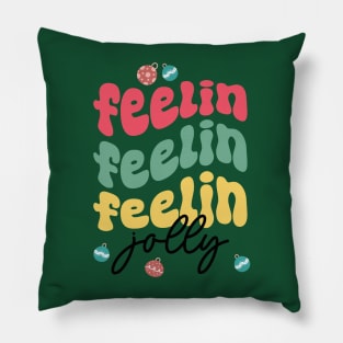 Feeling Jolly Christmas Colorful Text Pillow