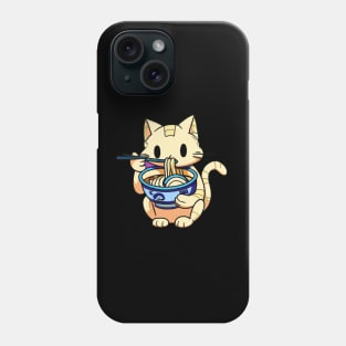 Cute cat eating ramen Phone Case