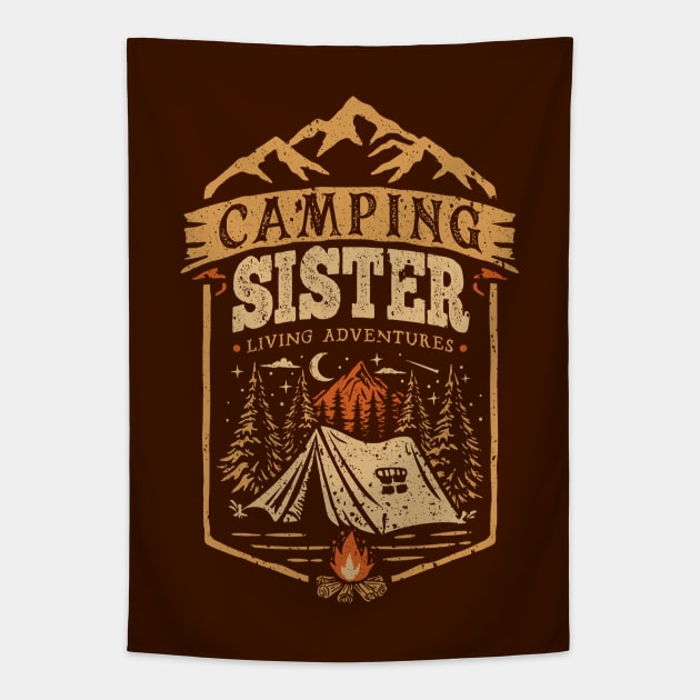 Camping Sister Tapestry by Olipop