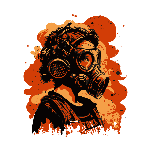 Girl in a gas mask by DragonDream