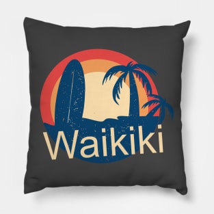 Waikiki Honolulu Hawaii Surfing Paradise Sunrise Tropical Design Pillow