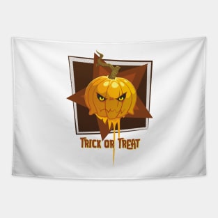 Angry Pumpkin Says Trick or Treat Tapestry