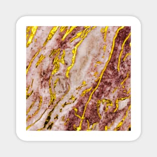 Pink and Golden Marble Texture Magnet