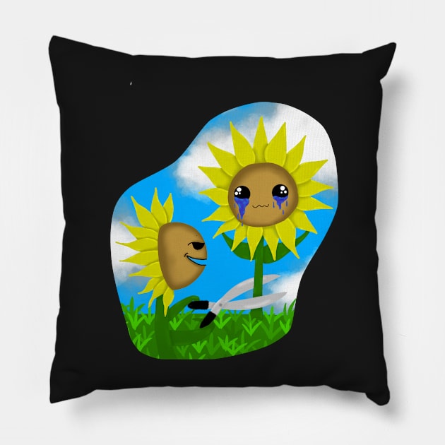 Killer Sunflower Pillow by SquishyBeeArt