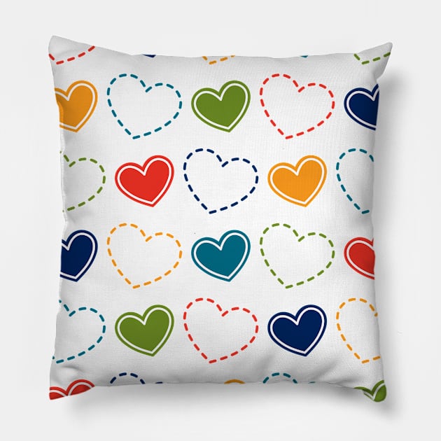 Colorful Heart Pattern Pillow by amyvanmeter