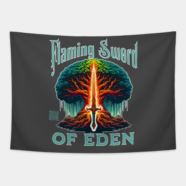 Flaming Sword Of Eden Tapestry by WolfeTEES