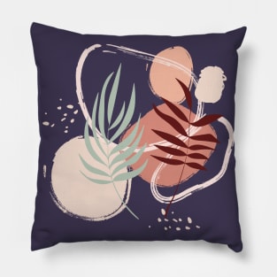 Abstract shapes tropical leaves earth colors digital design illustration Pillow