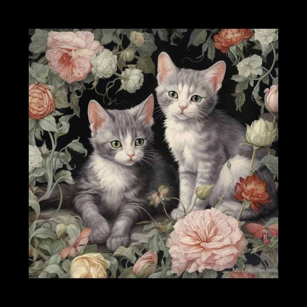 Grey Kitten Flower Garden by Pet And Petal