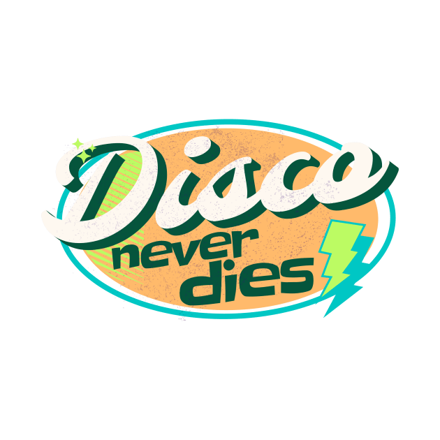 DISCO - Never Dies Retro (orange/lime/blue) by DISCOTHREADZ 