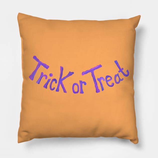 Purple Trick or Treat Smile Pillow by Art by Deborah Camp