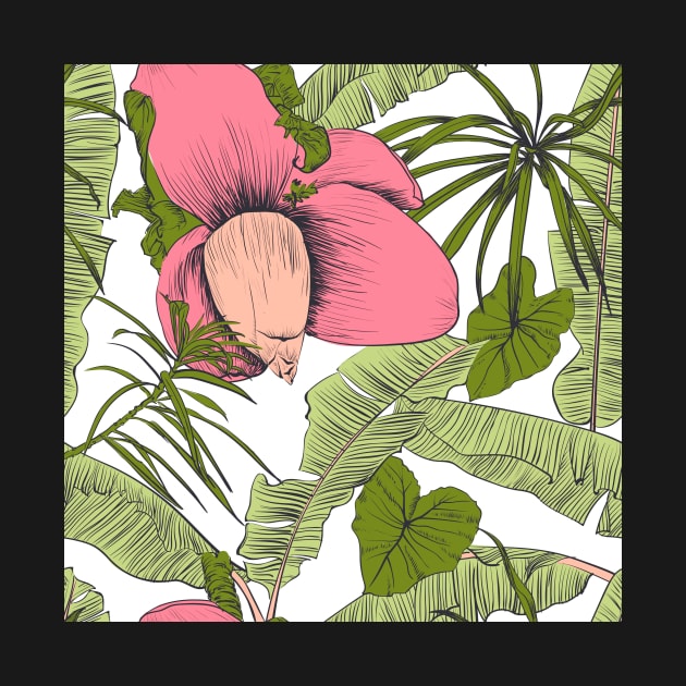 Seamless tropical pattern with banana palms by Olga Berlet