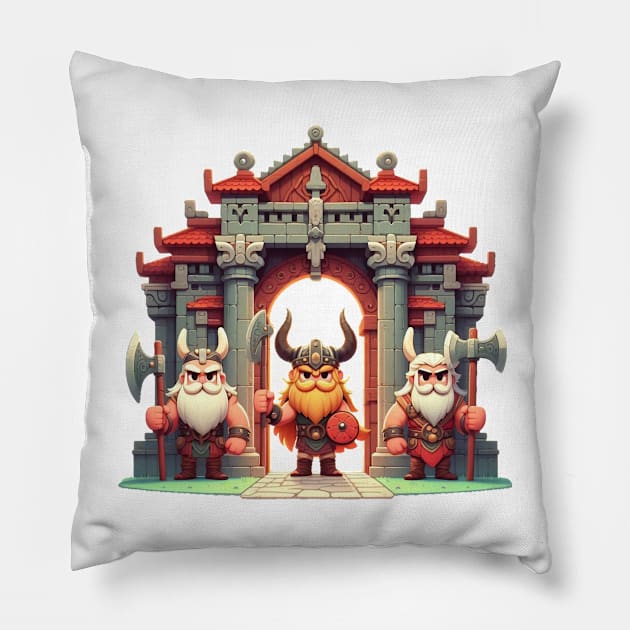 Cute Gates to Valhalla Pillow by Dmytro