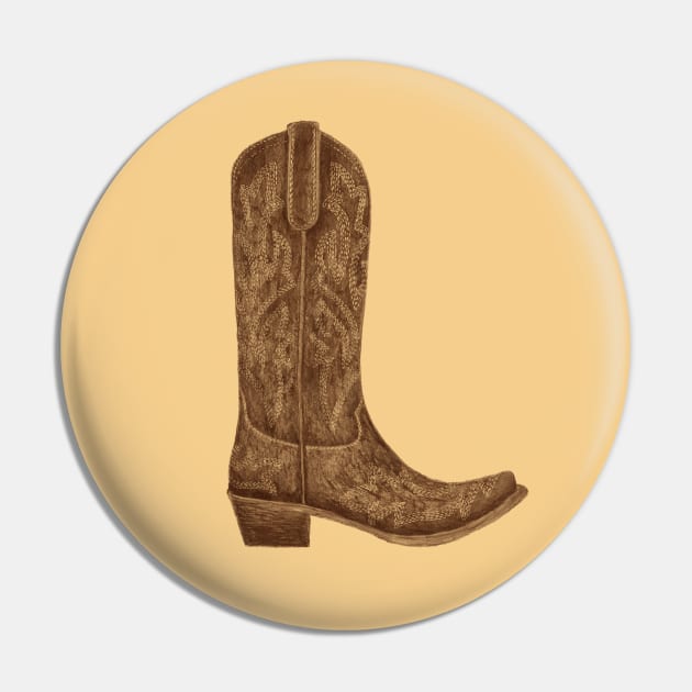 Brown Cowgirl Boot Pin by AnyoneCanYeehaw