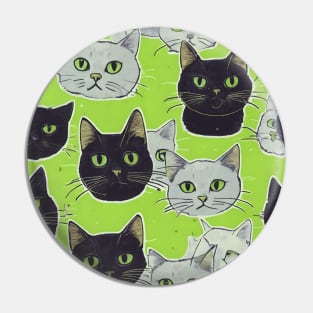 Black And White Cats Pattern Pin