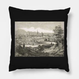 Oxford, city of dreaming spires, England, seen from the Abingdon Road, 19th century scene Pillow