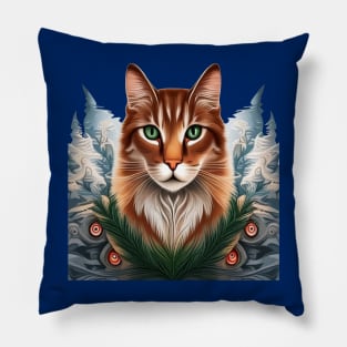 State Cat With White Pine Maine State Tattoo Art Pillow