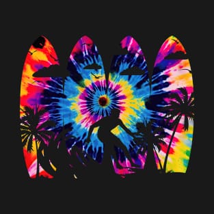 Surfer Surfboard Vintage Surfing Beach Summer Surf Tie Dye T-Shirt