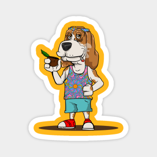 Hippie basset hound dog Magnet