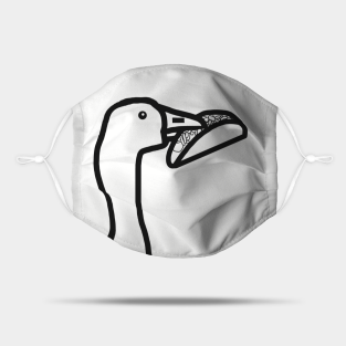 Food Mask - Food Thief Gaming Goose Steals Taco Black and White Portrait by ellenhenryart