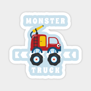 Vector illustration of monster truck with cartoon style Magnet