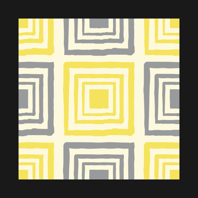 seamless repeating pattern with square shapes in yellow and grey on cream background by Jkinkwell