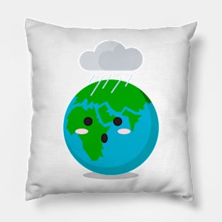 Rainy Earth Day Illustration Pillow