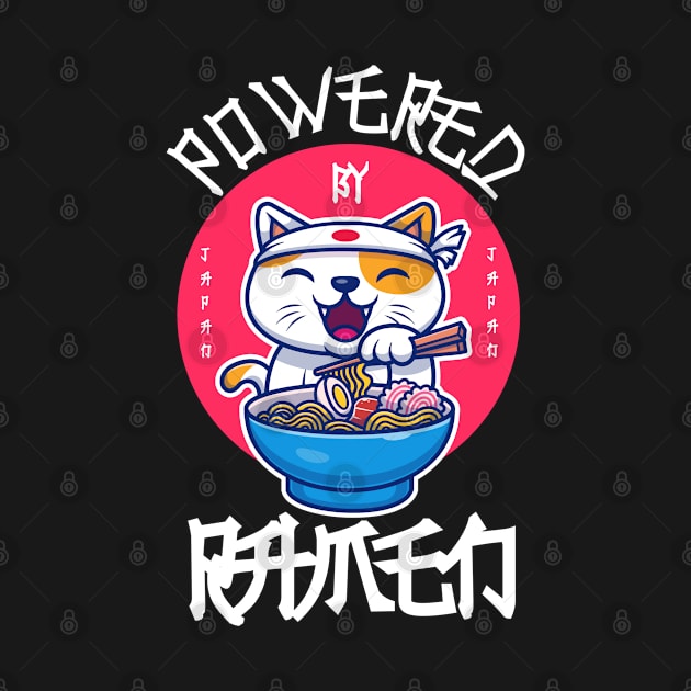 Powered by ramen, cute Japanese cat by Kingostore