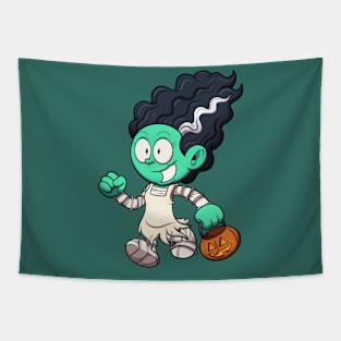 Kid In Frankenstein’s Bride Trick Or Treating Tapestry