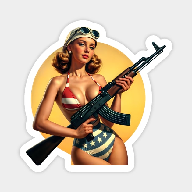 Pinup Girl Magnet by Rawlifegraphic