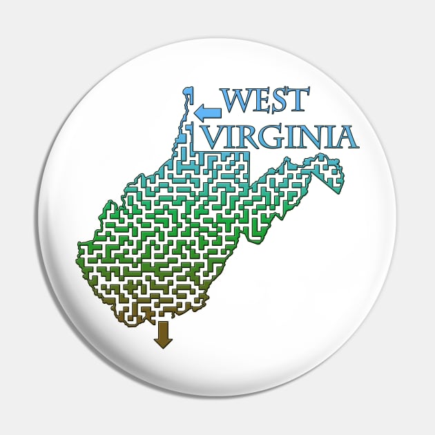 State of West Virginia Colorful Maze Pin by gorff